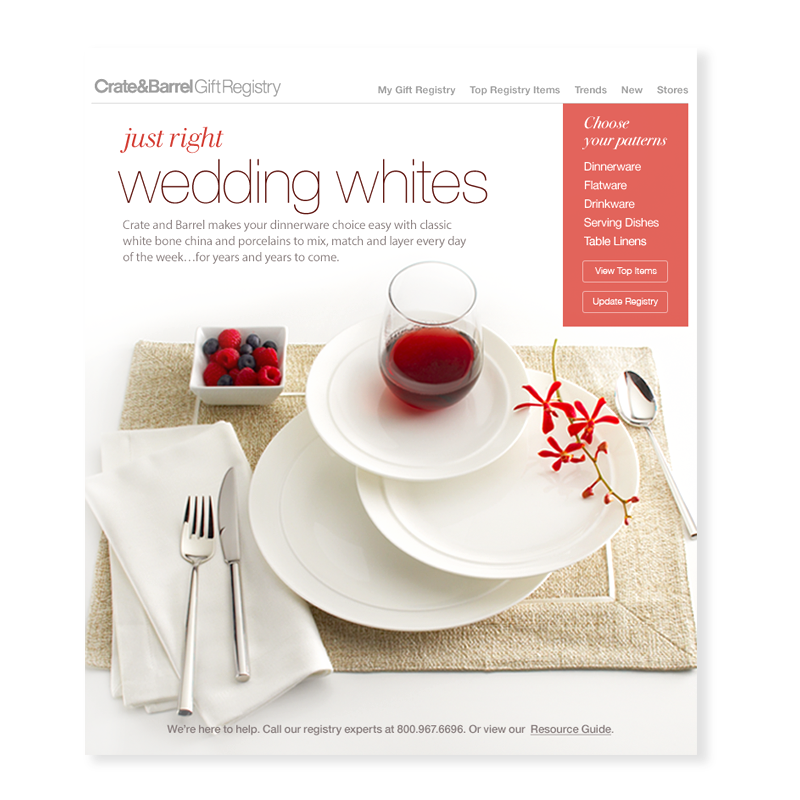 Email Crate and Barrel Gift Registry