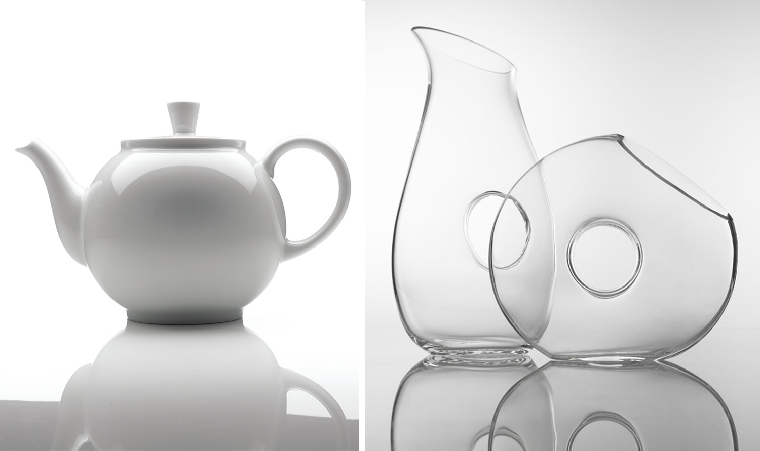 Crate&Barrel teapot and glass pitcher