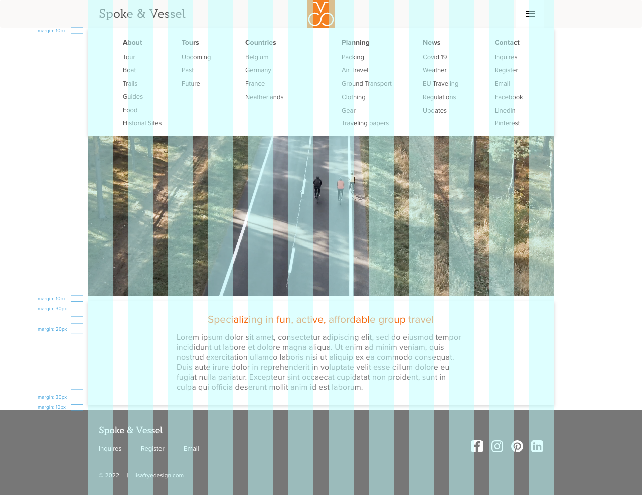home page desktop menu with grid